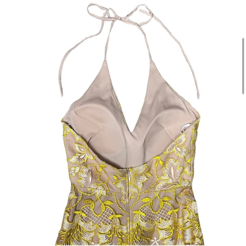Elegant Gold Yellow Lace Floral Women's Formal Dress / Mardi Gras Ball - Picture 5 of 10